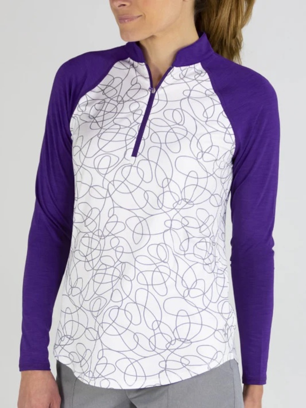 Jofit Long Sleeve Mock Purple Mist Golf Shirt